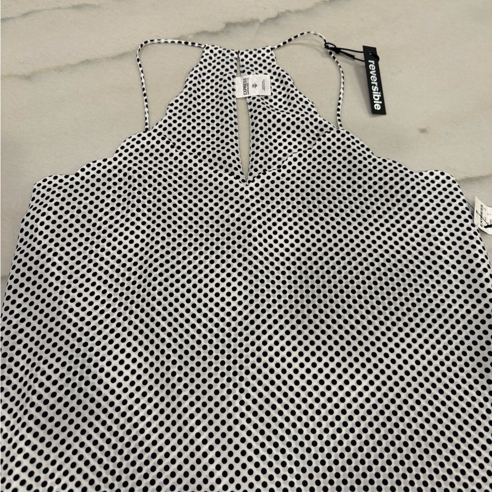 Express Barcelona Cami Size XS White Black Polka Dot Top NWT - Picture 2 of 10